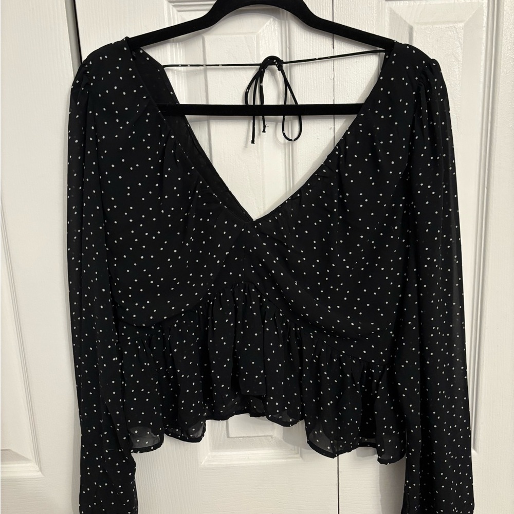 Black Polka Dot Women's Top